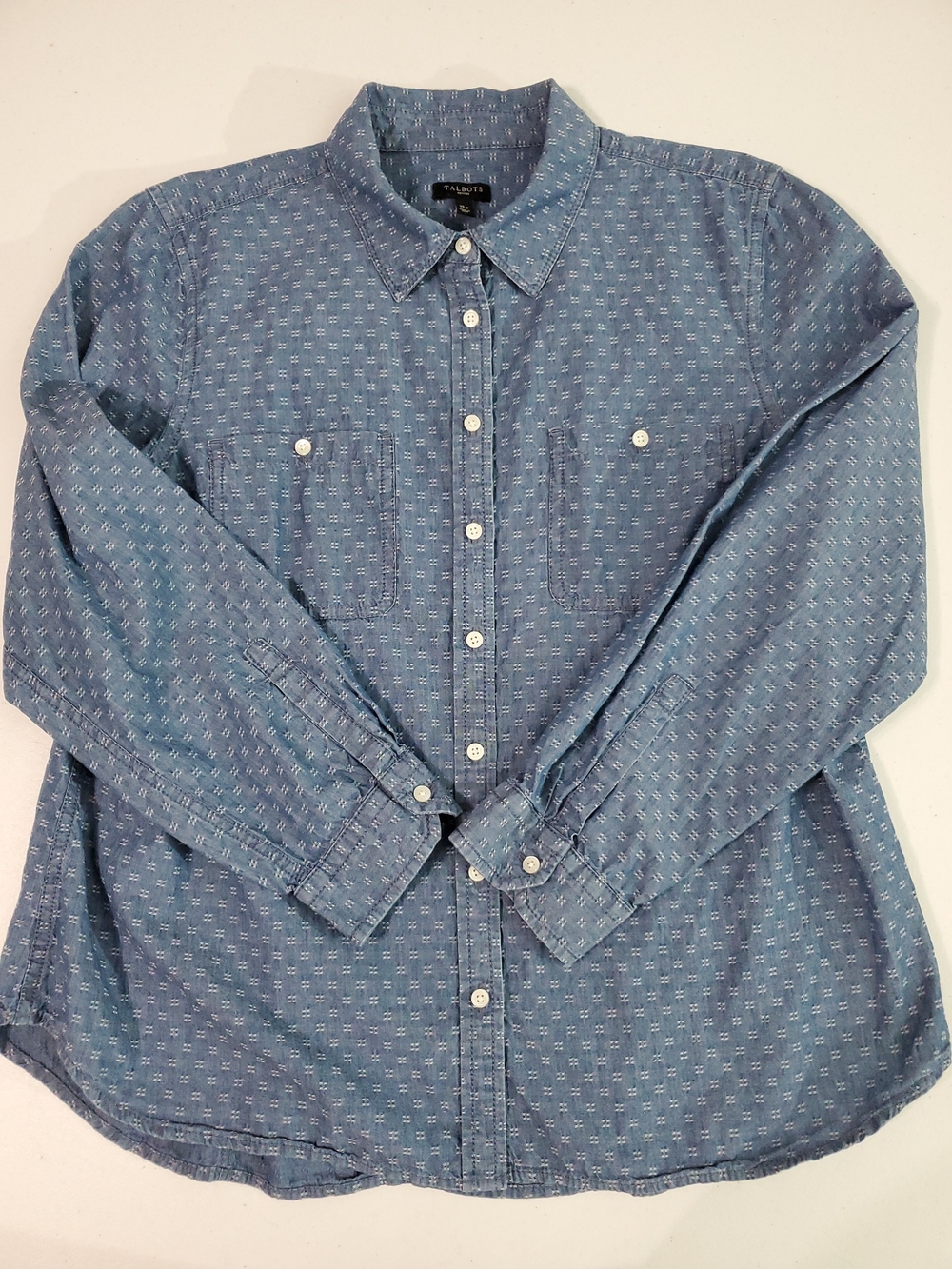 Talbots XLP Chambray Blue Long-Sleeve Button-Down Shirt